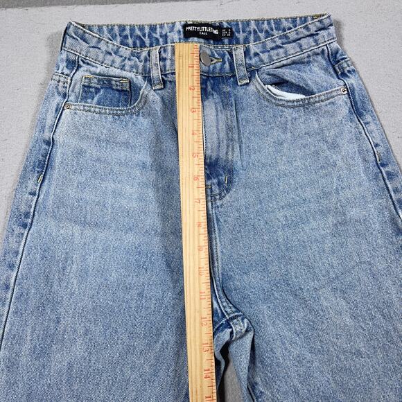 Pretty‎ Little Thing Jeans Women 2 Tall High Rise Acid Wash Straight Leg Blue - Picture 5 of 10